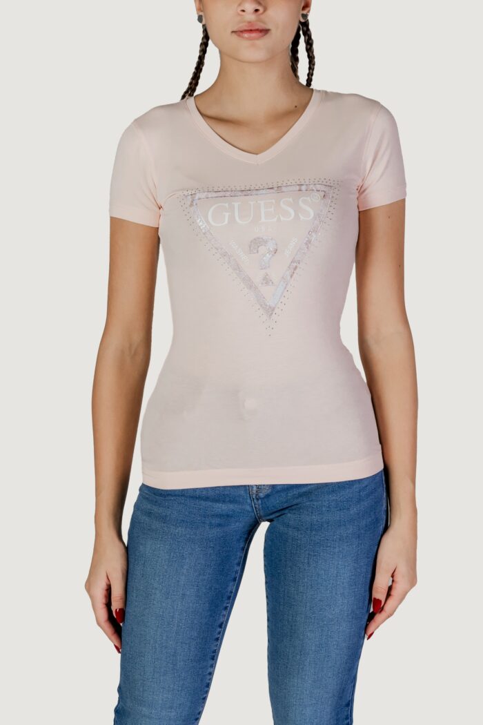 T-shirt Guess ss vn python triangle Rosa