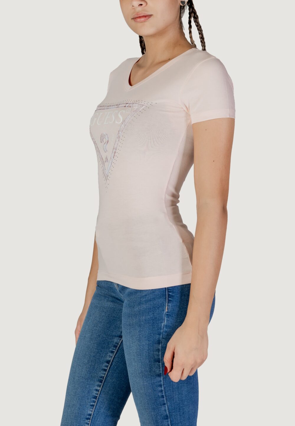 T-shirt Guess ss vn python triangle Rosa - Foto 4