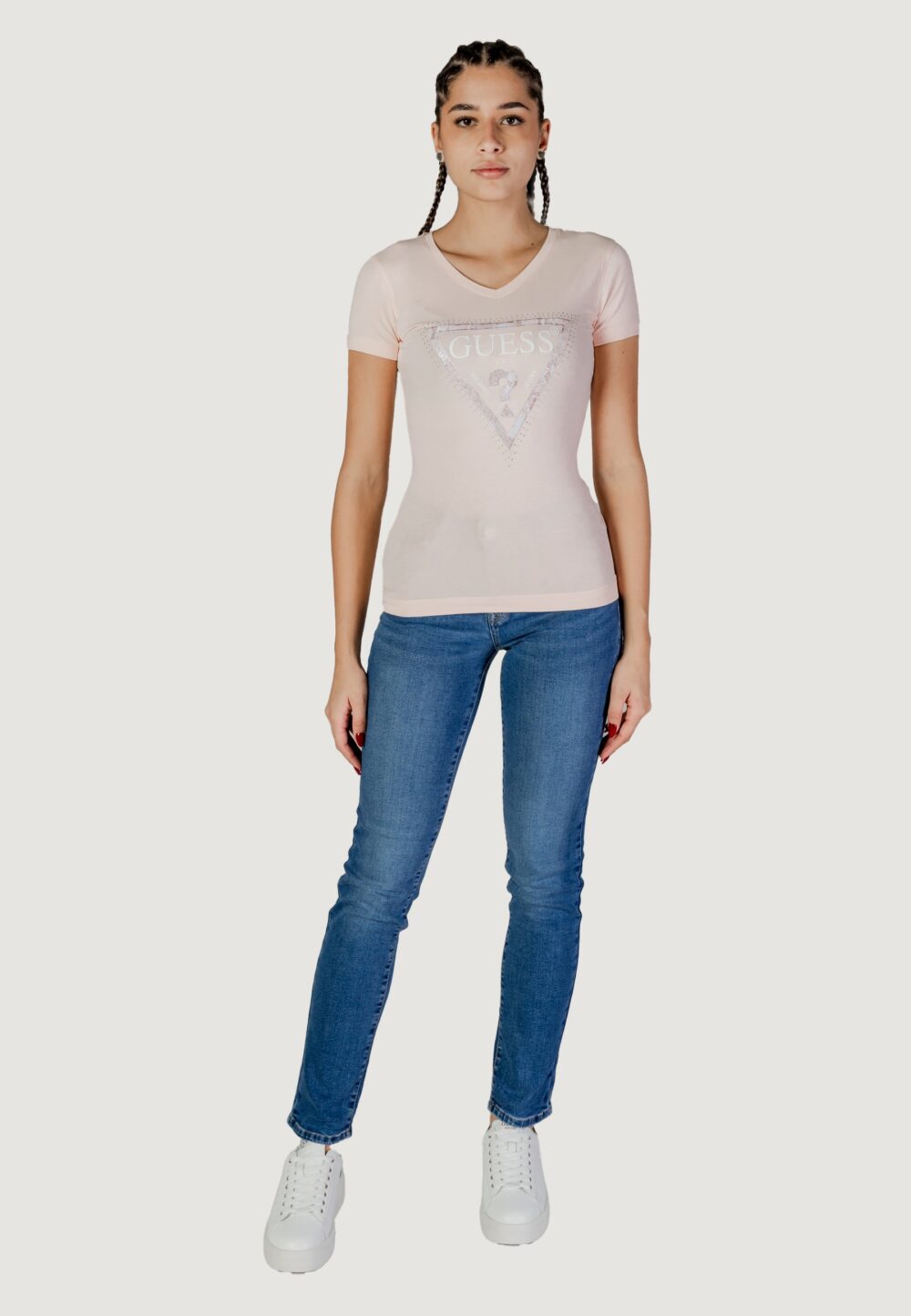 T-shirt Guess ss vn python triangle Rosa - Foto 8
