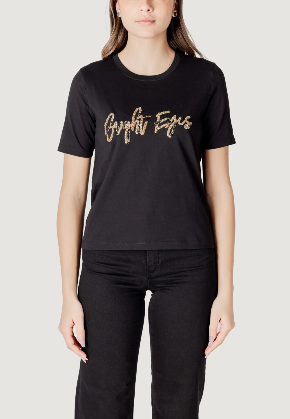 T-shirt Jacqueline de Yong jdyemma s/s lurex emb top jrs Nero - Foto 1