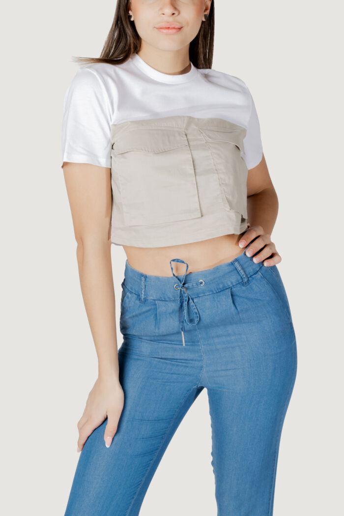 T-shirt Only onldara s/s short mix top jrs Beige – Bianco