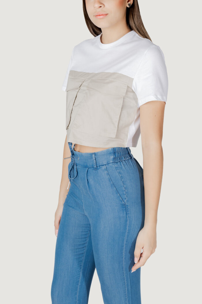 T-shirt Only onldara s/s short mix top jrs Beige – Bianco