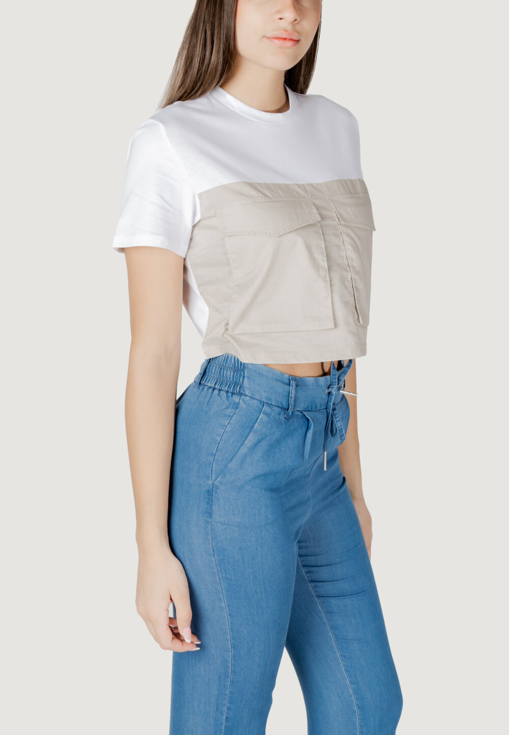 T-shirt Only onldara s/s short mix top jrs Beige - Bianco - Foto 3