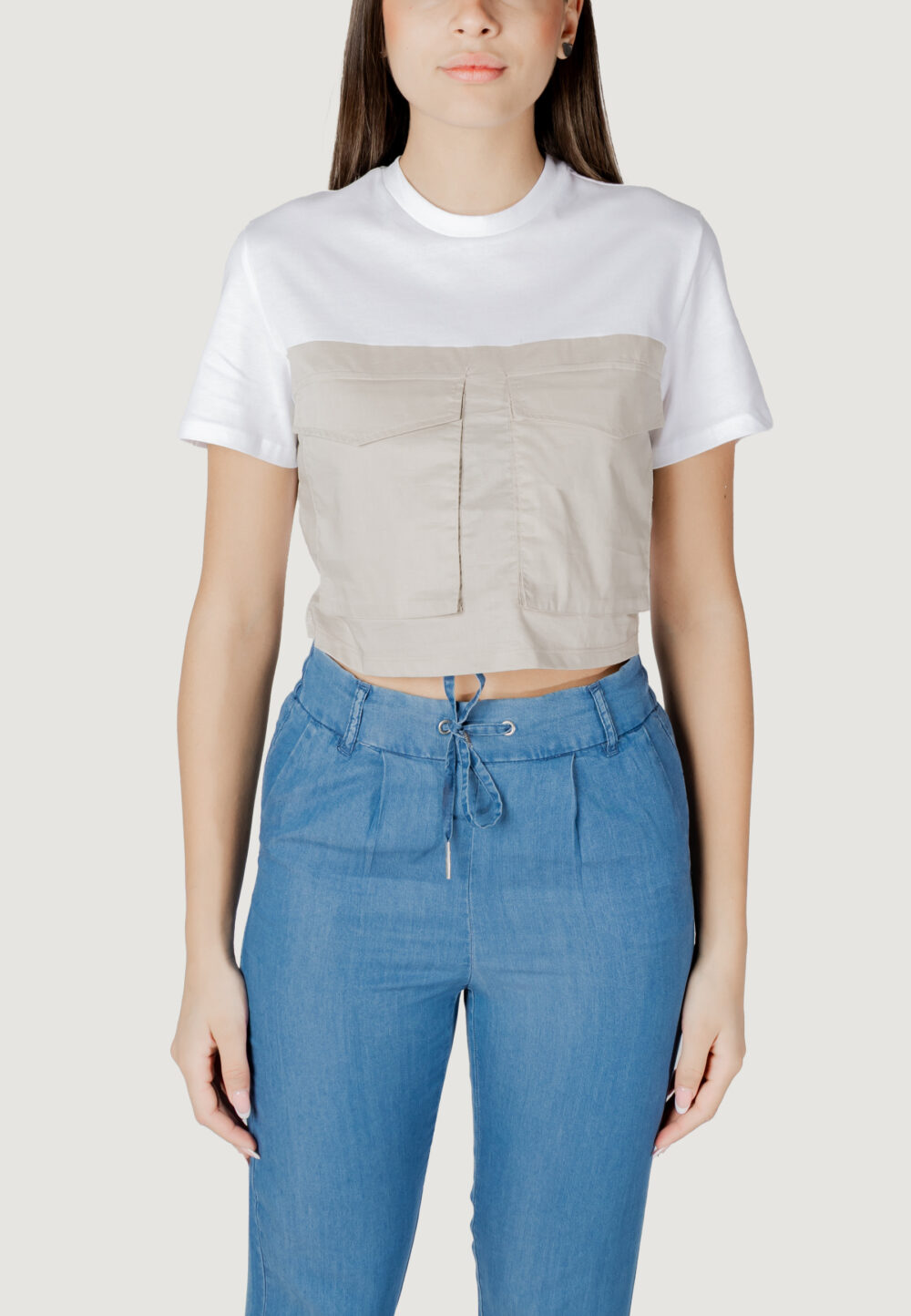 T-shirt Only onldara s/s short mix top jrs Beige - Bianco - Foto 5