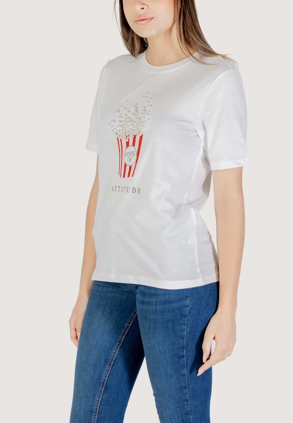 T-shirt Only onlburst life s/s popcorn top box jrs Bianco - Foto 2
