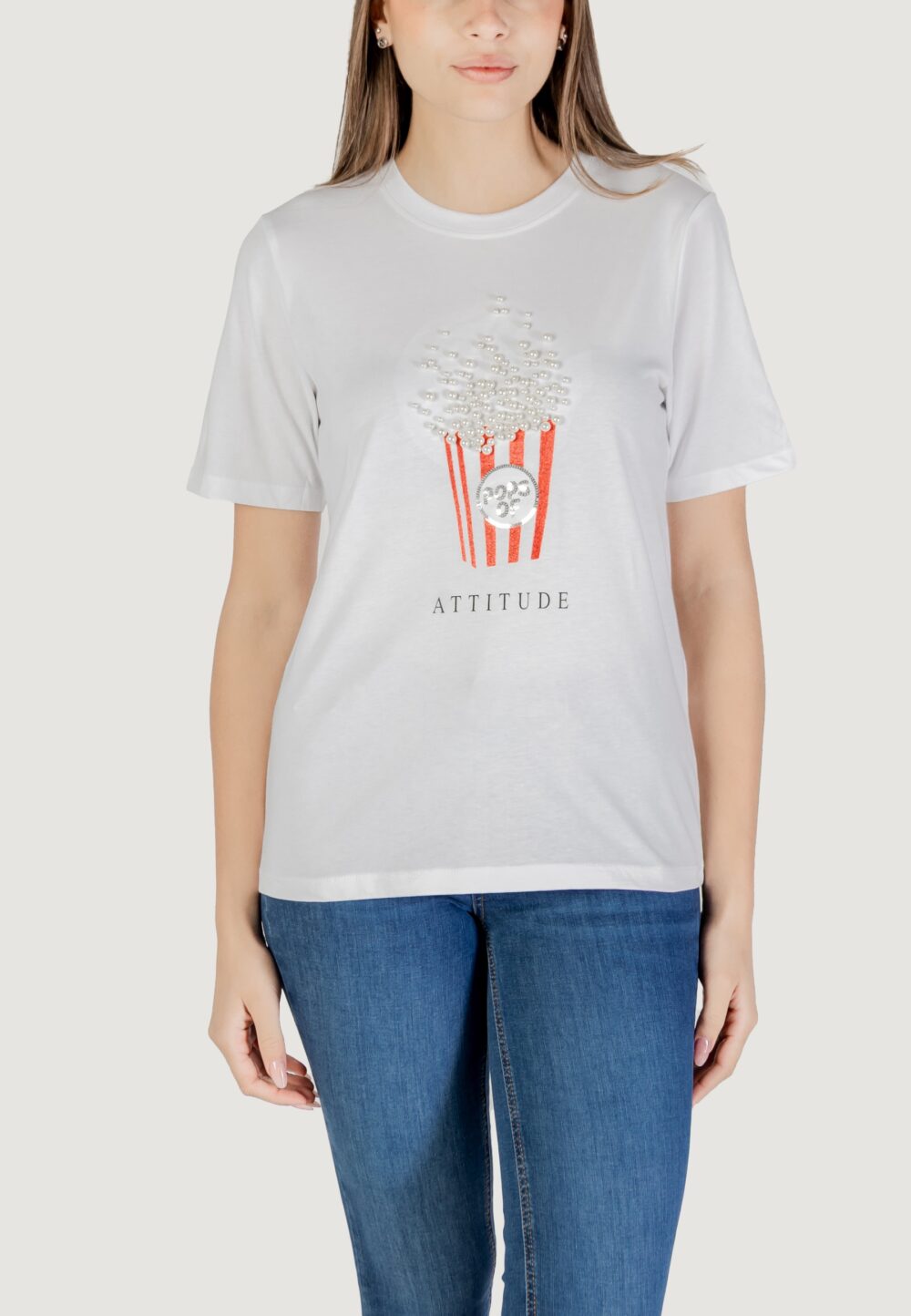 T-shirt Only onlburst life s/s popcorn top box jrs Bianco - Foto 5