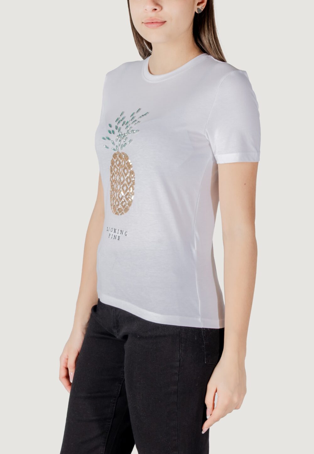T-shirt Only onlkita life reg s/s pineapple top jrs Bianco - Foto 2