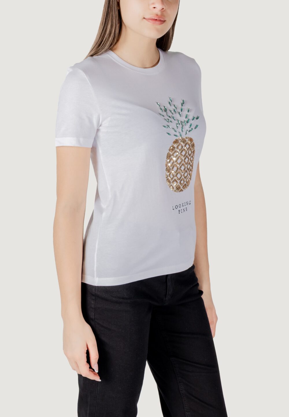 T-shirt Only onlkita life reg s/s pineapple top jrs Bianco - Foto 3