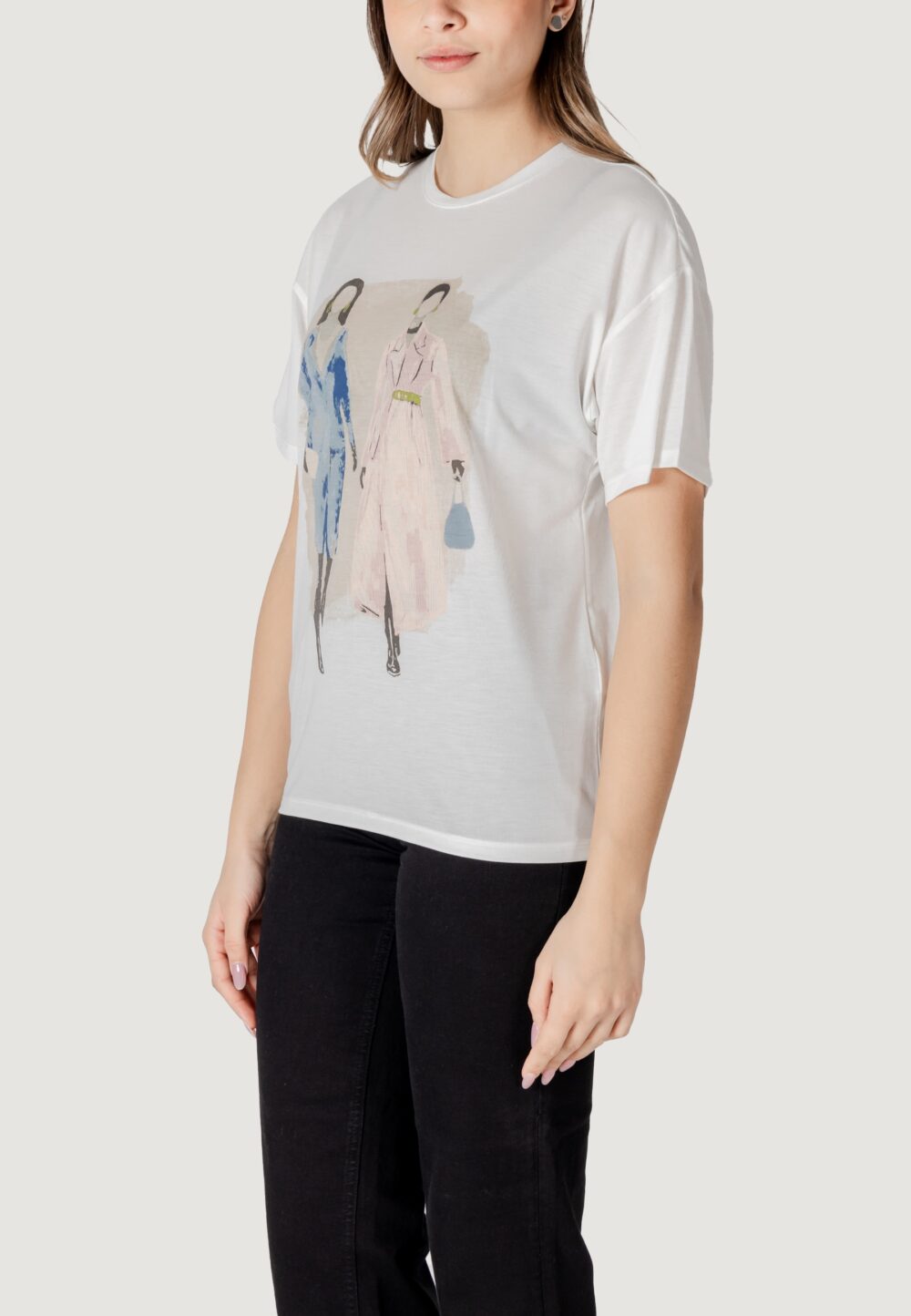 T-shirt Only onlmelina s/s ladies top box jrs Bianco - Foto 2