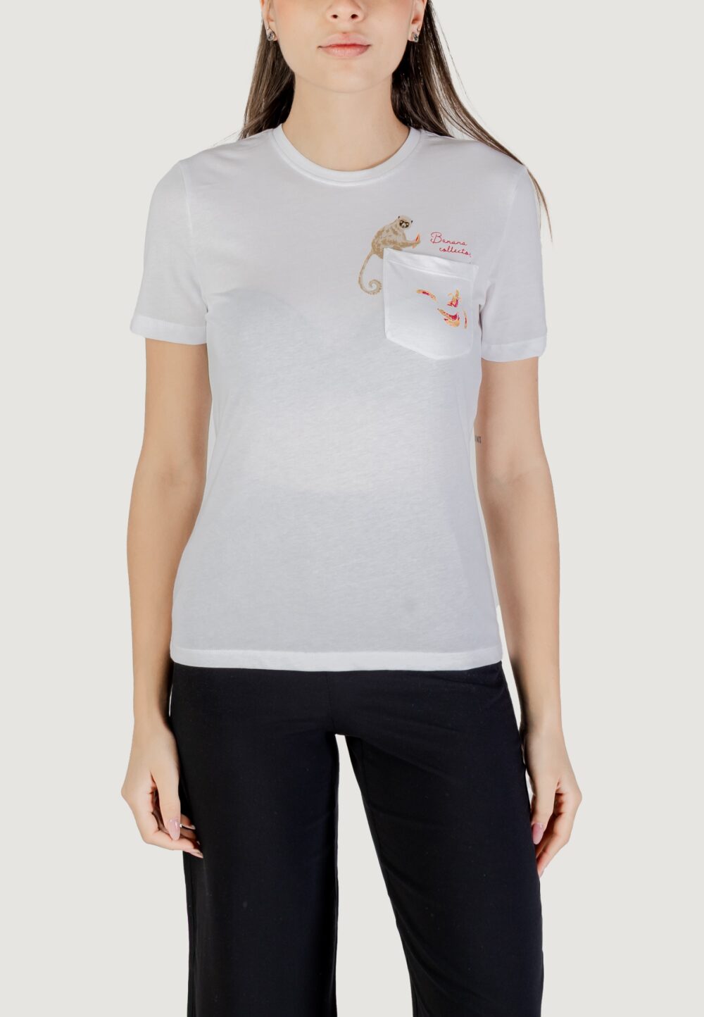 T-shirt Only onlpolli life reg s/s pocket top box jrs Bianco - Foto 1