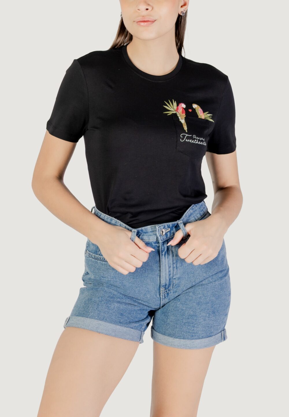 T-shirt Only onlpolli life reg s/s pocket top box jrs Nero - Foto 1