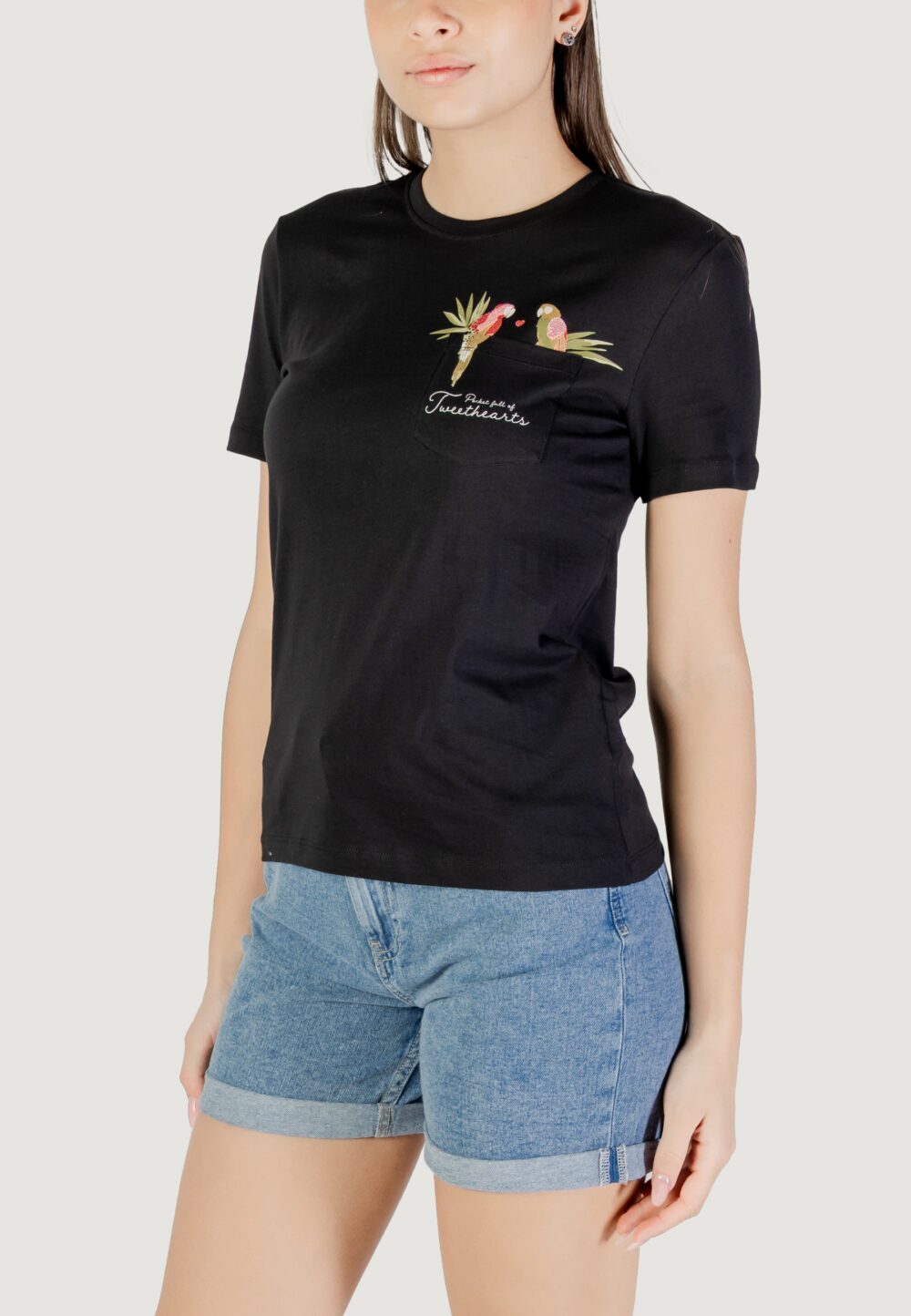 T-shirt Only onlpolli life reg s/s pocket top box jrs Nero - Foto 2