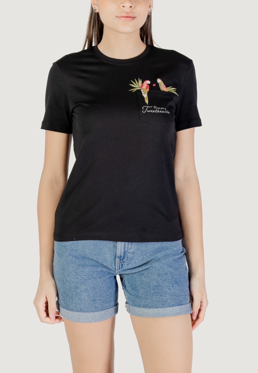 T-shirt Only onlpolli life reg s/s pocket top box jrs Nero - Foto 5