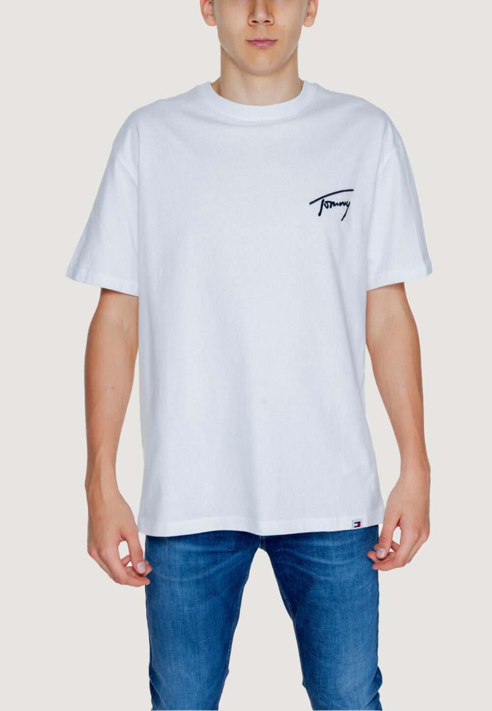 T-shirt Tommy Hilfiger Jeans reg signature Bianco - Foto 1