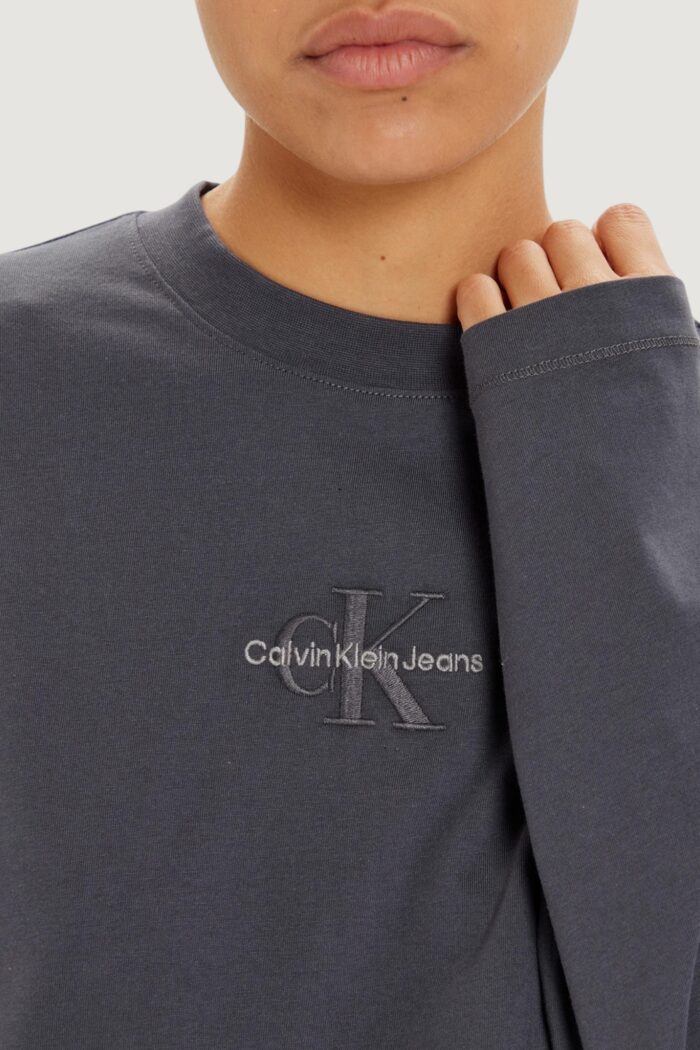 T-shirt manica lunga Calvin Klein Jeans monologo loose ls te Grigio Scuro
