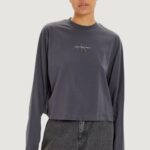 T-shirt manica lunga Calvin Klein Jeans monologo loose ls te Grigio Scuro - Foto 1