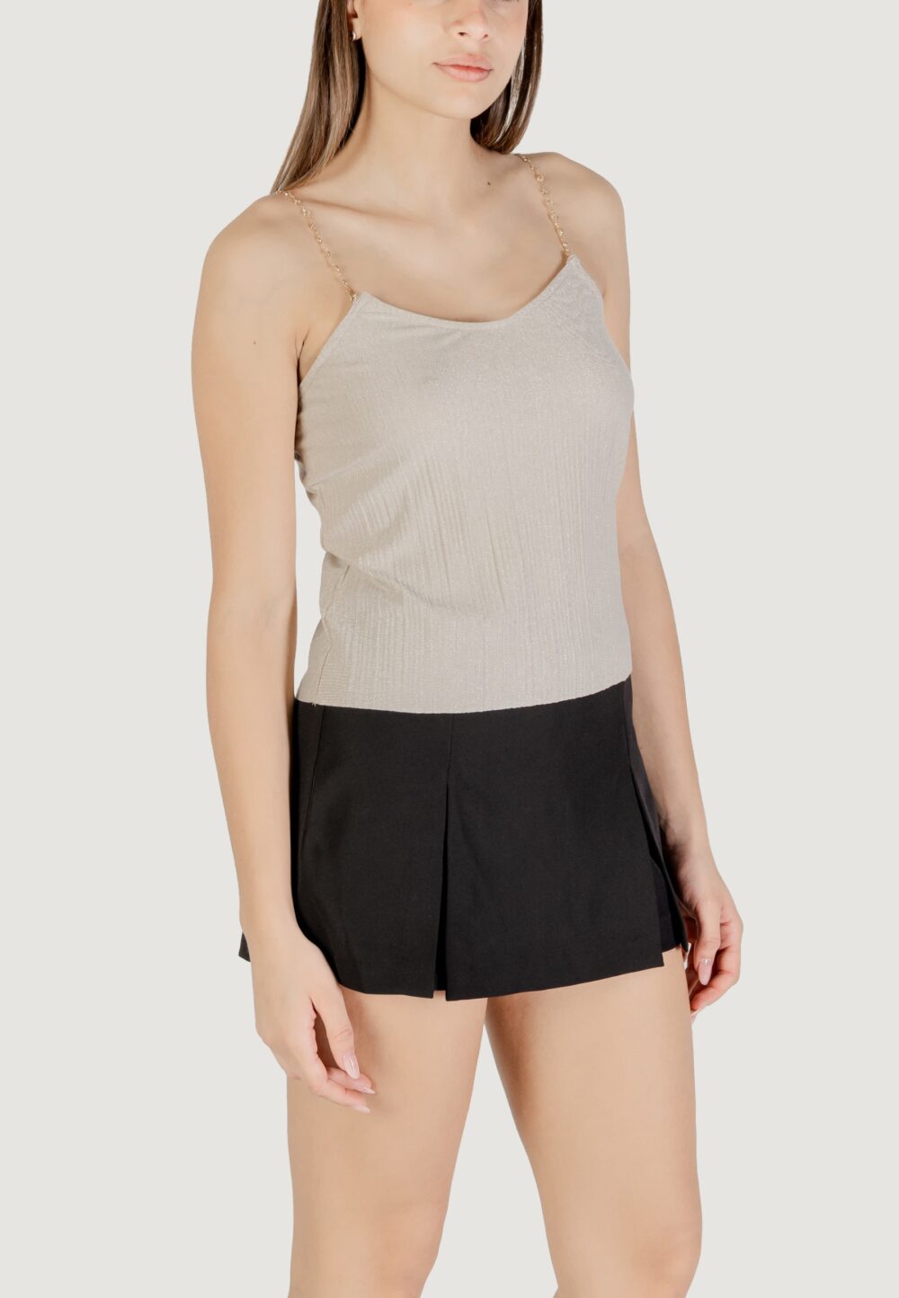 Top Only onlgail s/l glitter top jrs Beige chiaro - Foto 4