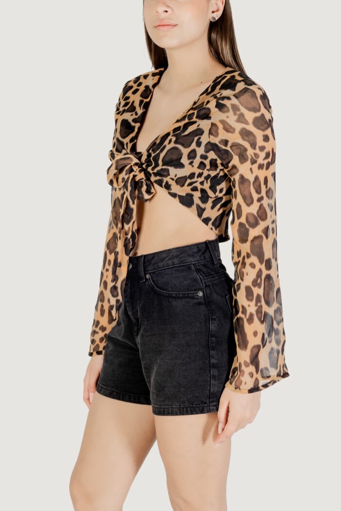Top Only onlasta life l/s tie top wvn Marrone