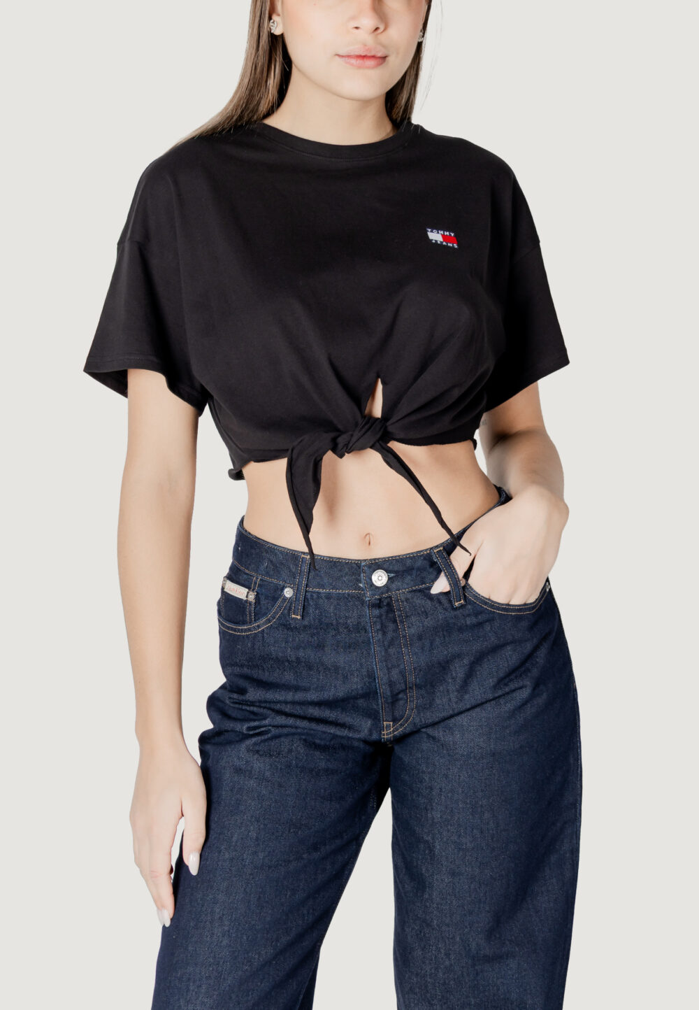 Top Tommy Hilfiger Jeans tjw reg waist tie Nero - Foto 1