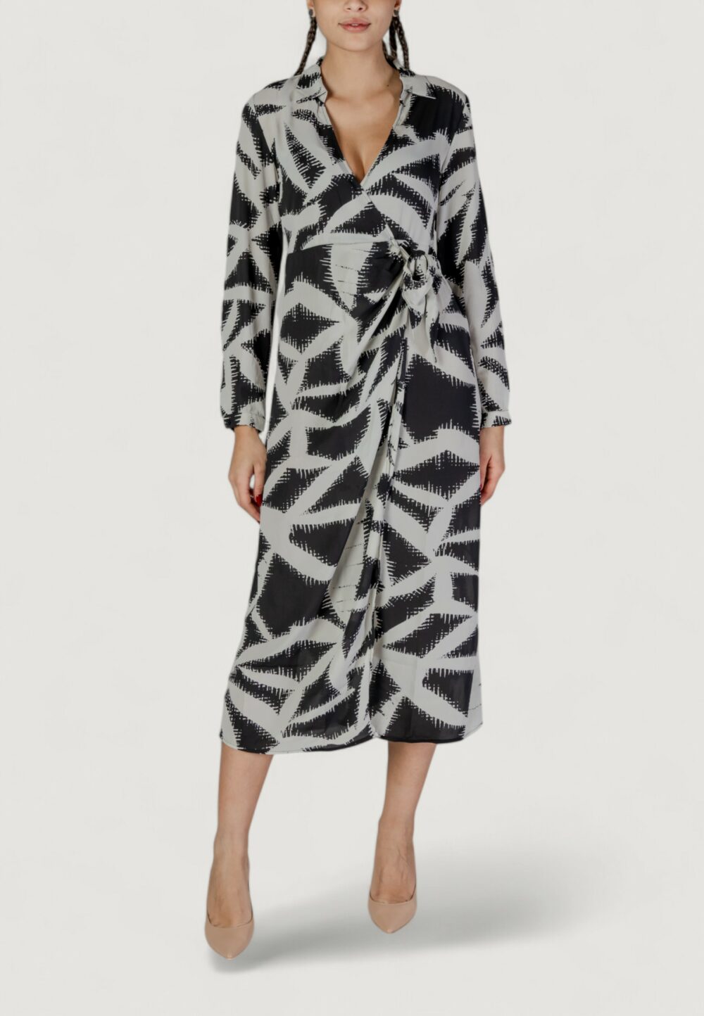 Vestito lungo Jacqueline de Yong jdybase life l/s wrap wvn Nero - Foto 1