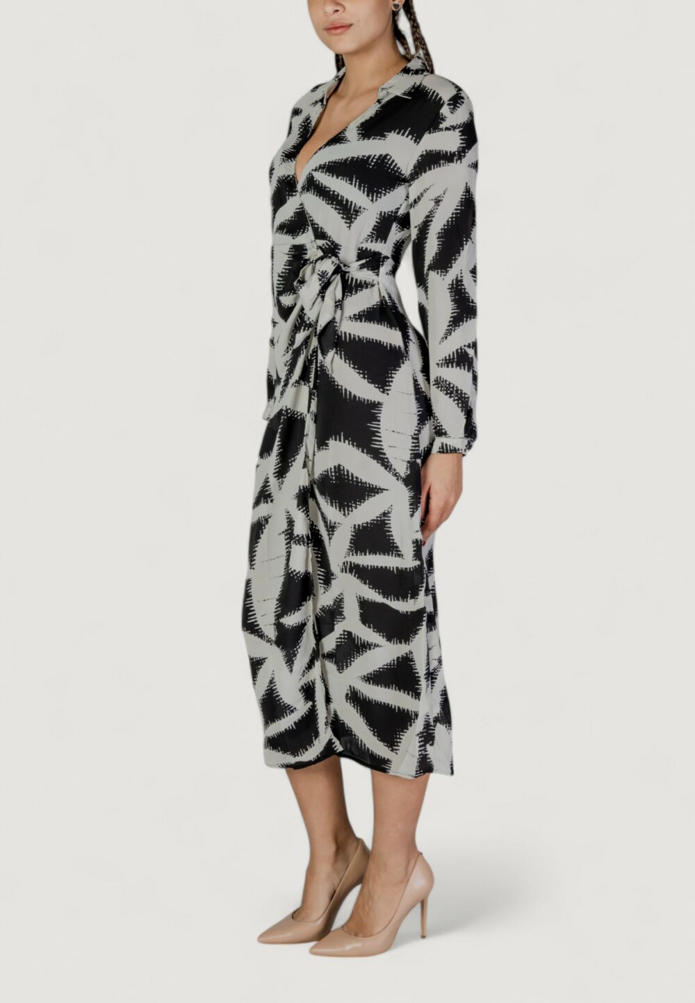 Vestito lungo Jacqueline de Yong jdybase life l/s wrap wvn Nero - Foto 2