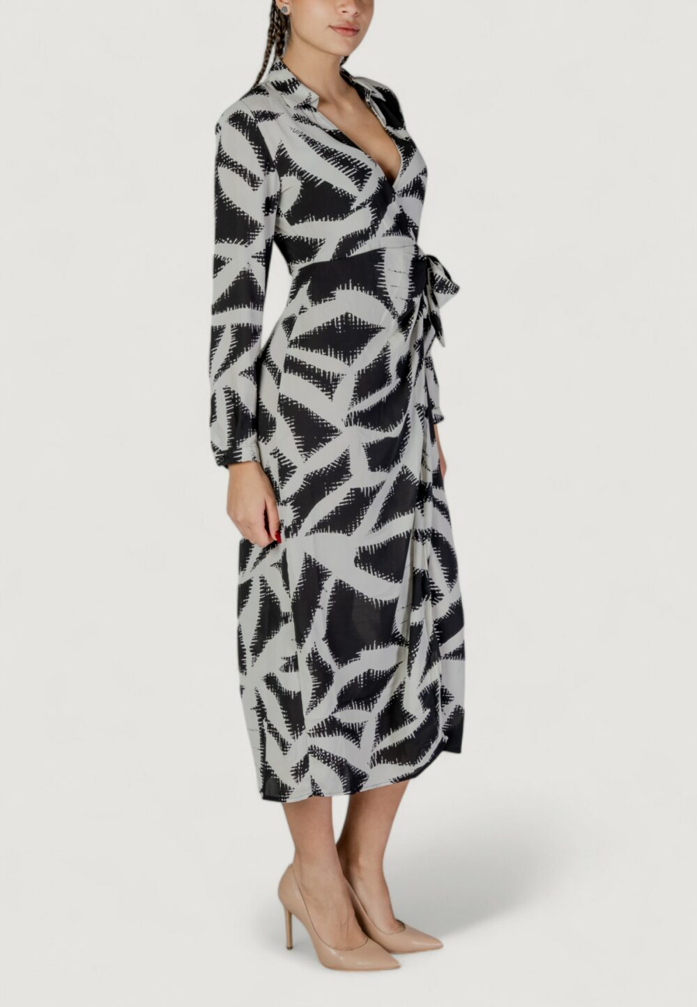 Vestito lungo Jacqueline de Yong jdybase life l/s wrap wvn Nero - Foto 3