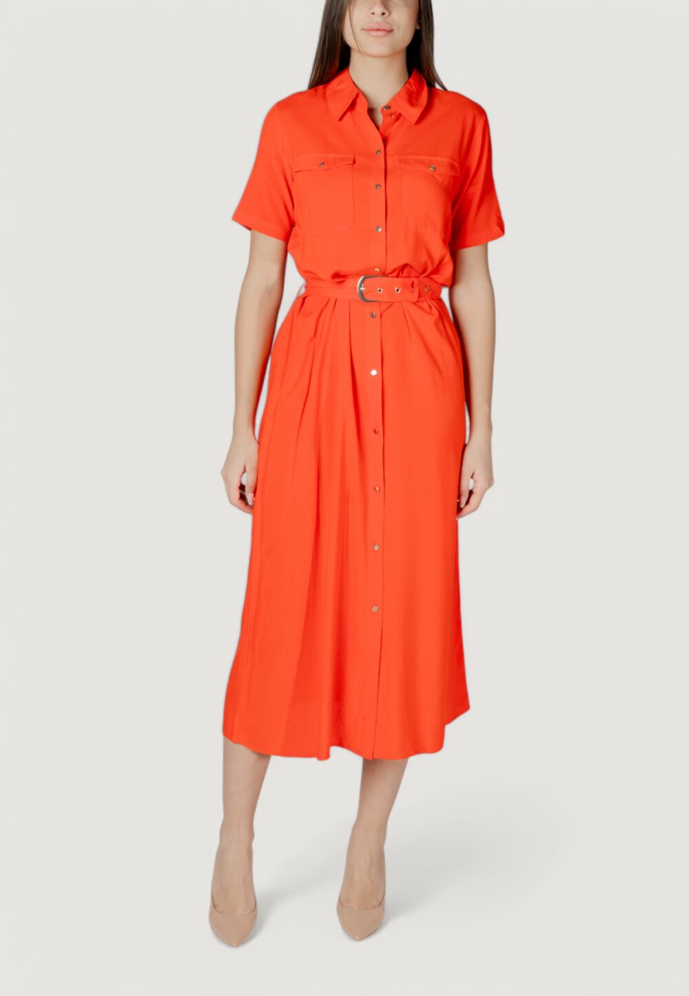 Vestito lungo Vero Moda vmeasy joy gold 7/8 shirt wvn ga Rosso - Foto 5