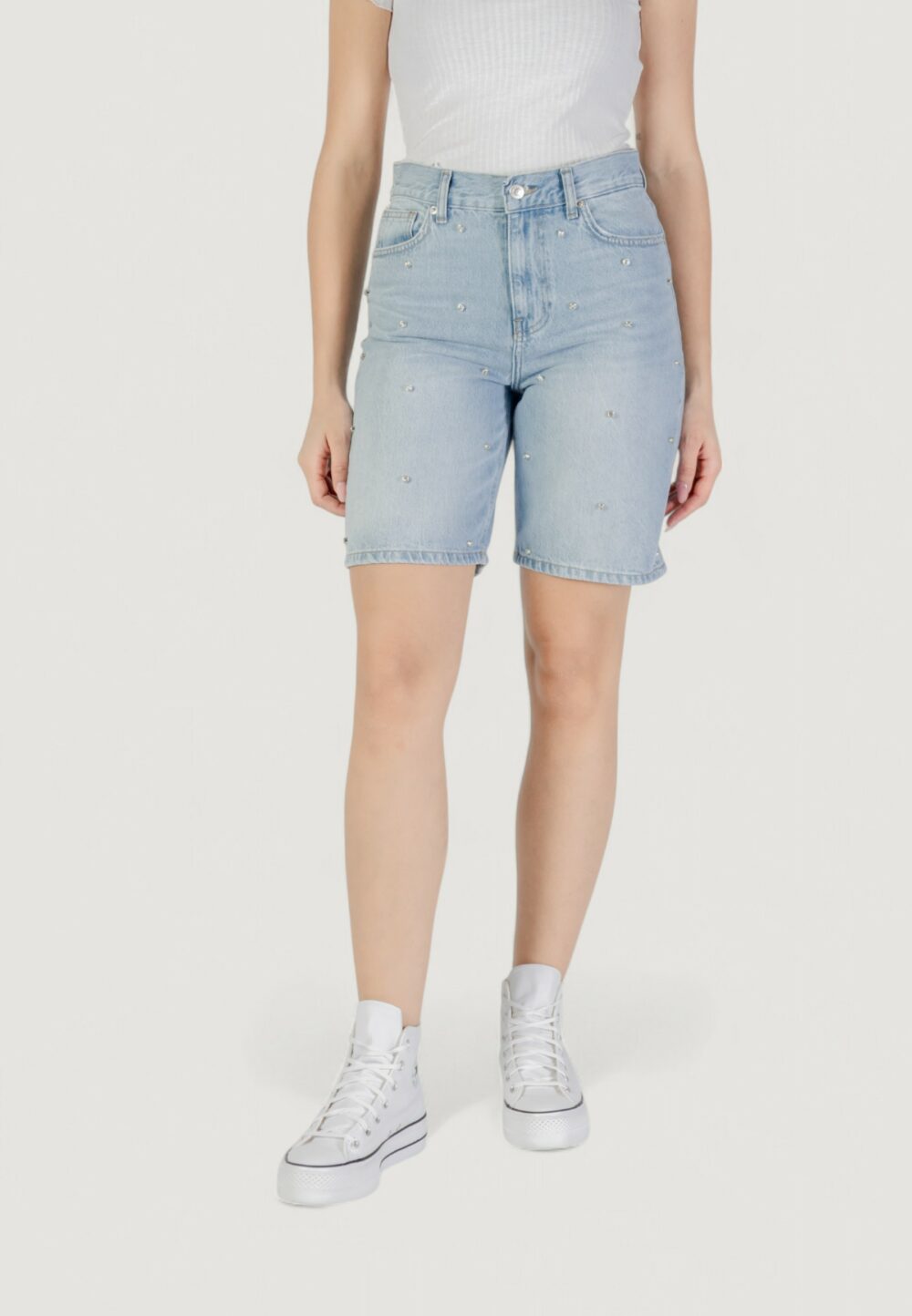 Bermuda Only onlhope hw rhs loose long dnm azg Denim chiaro - Foto 1