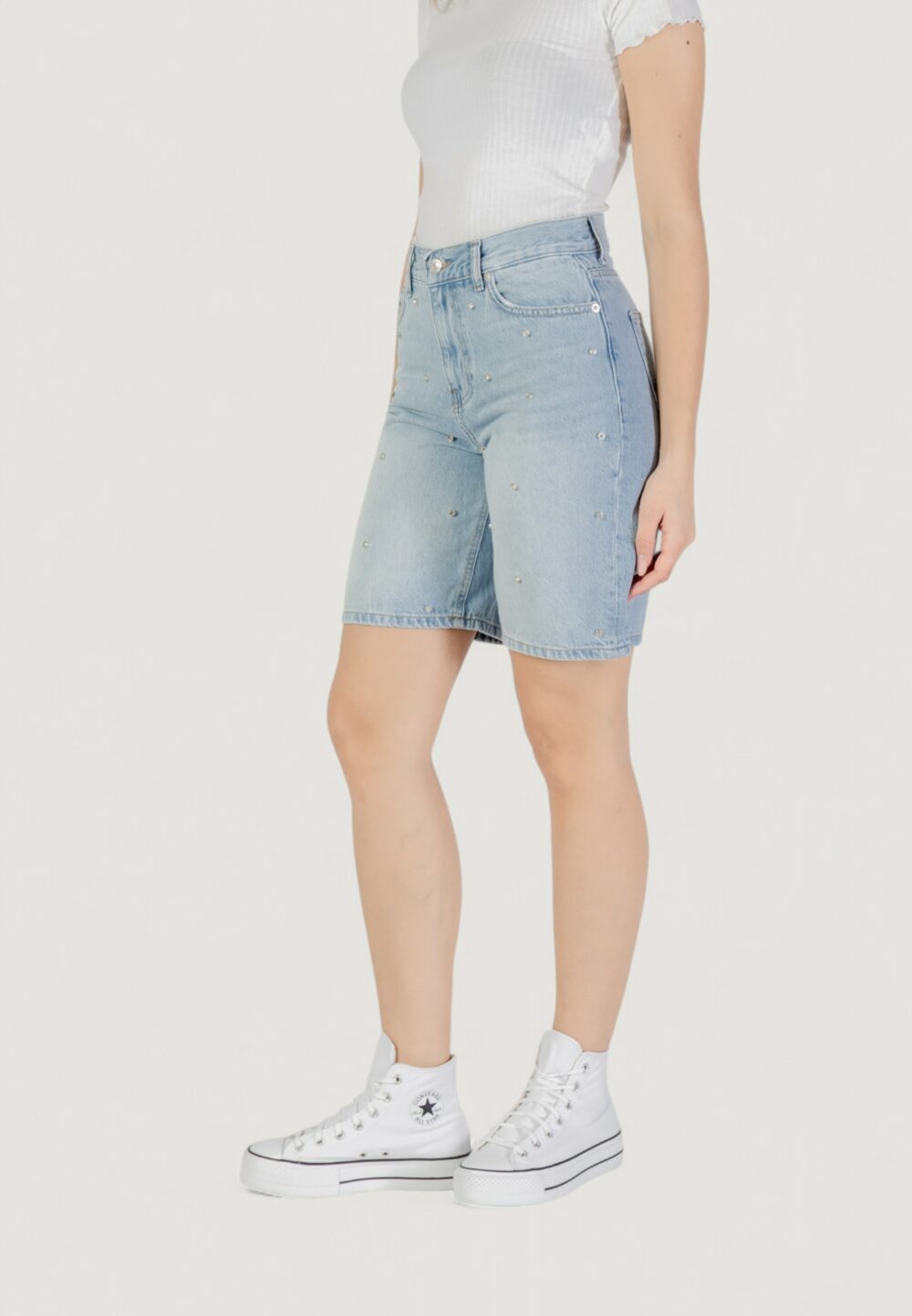 Bermuda Only onlhope hw rhs loose long dnm azg Denim chiaro - Foto 2