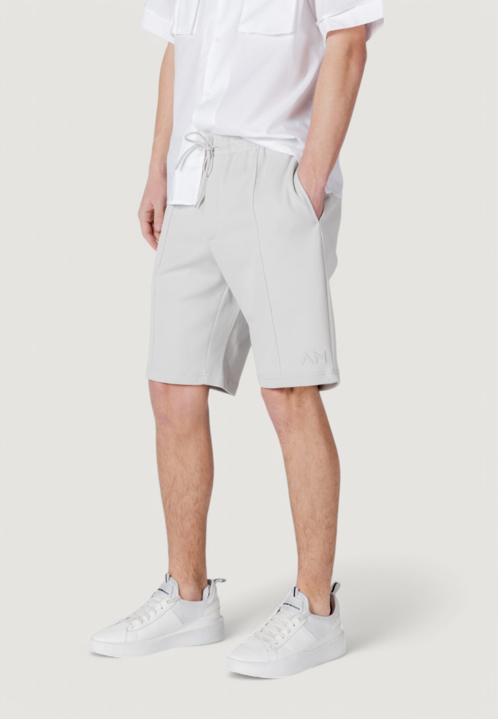 Bermuda sportivi Antony Morato carrot fit with embroidered logo Grigio Chiaro - Foto 2