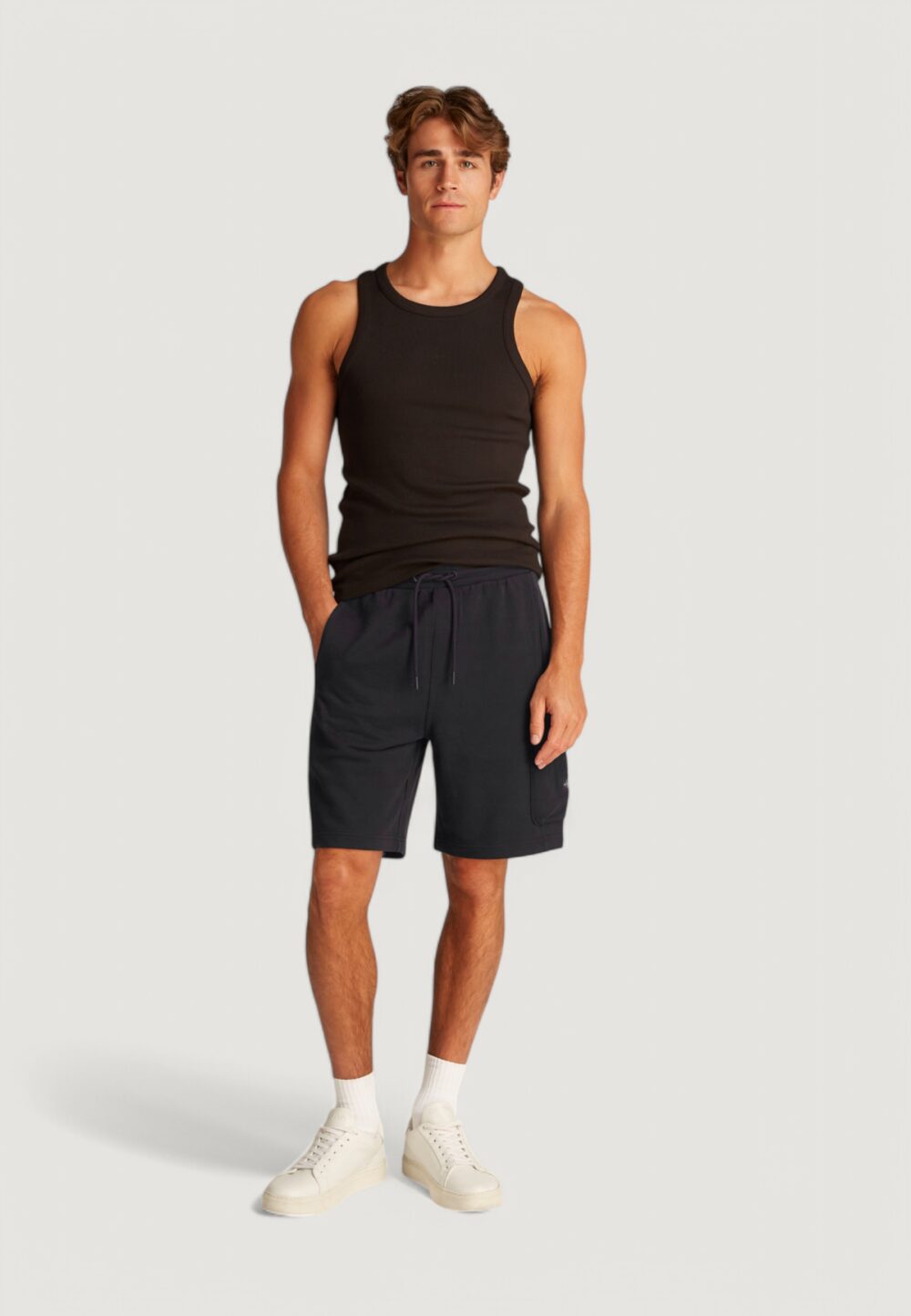 Bermuda sportivi Calvin Klein Jeans woven label Nero - Foto 3