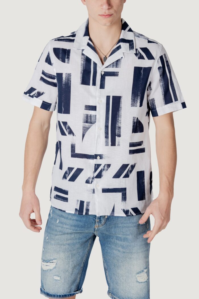 Camicia manica corta Antony Morato honolulu regular straight fit with logoed metal badge Blu