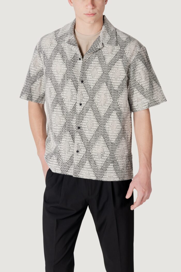Camicia manica corta Antony Morato relaxed fit with logoed metal badge Nero