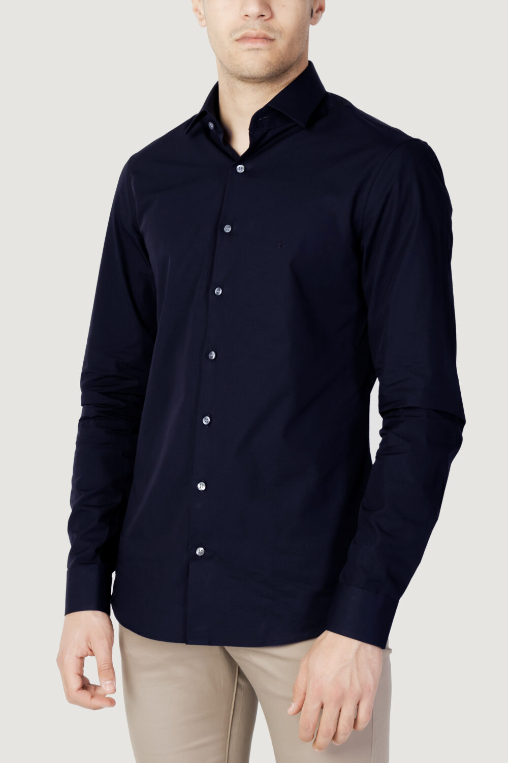 Camicia manica lunga Calvin Klein poplin stretch slim shirt Blue scuro - Foto 1