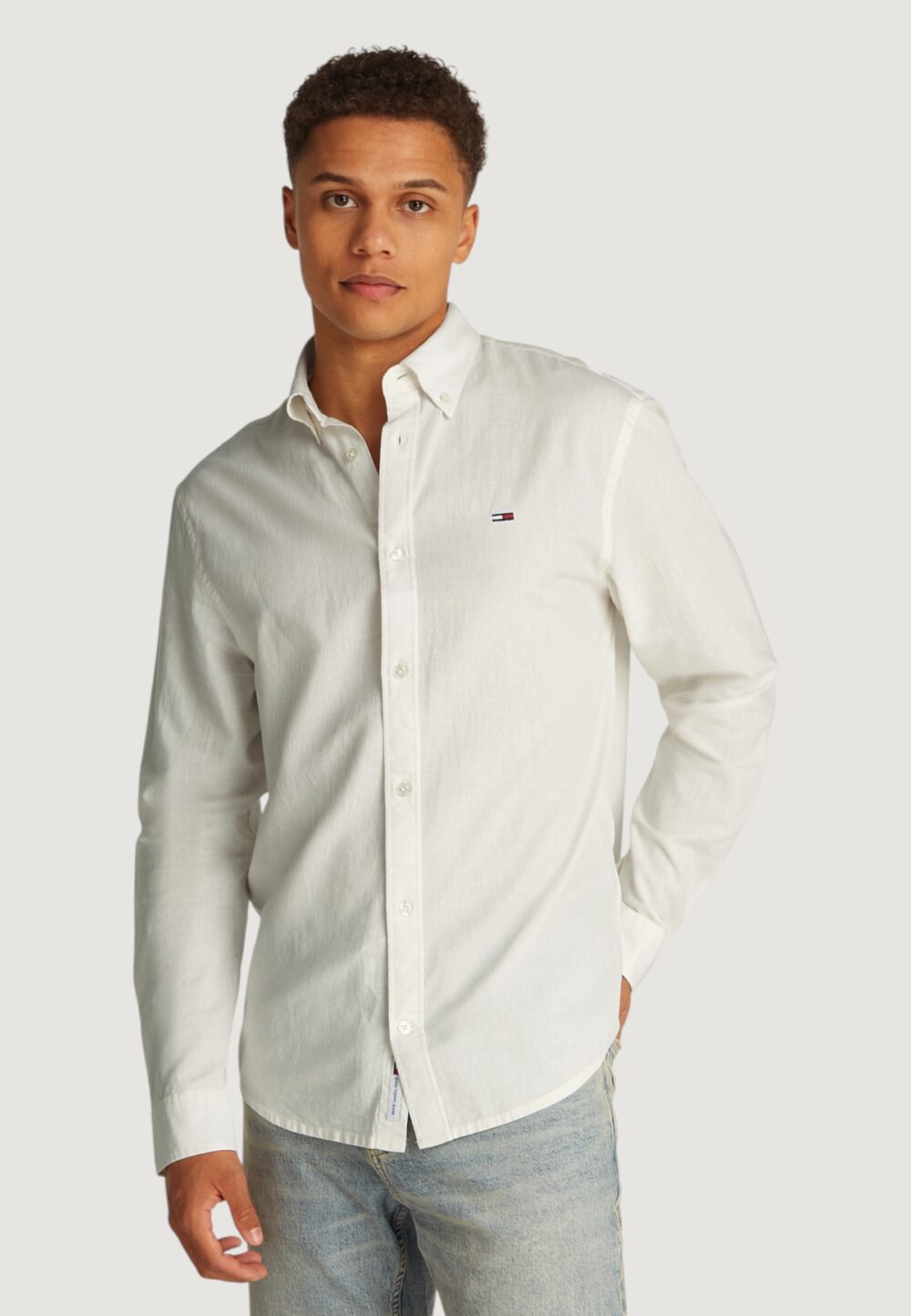Camicia manica lunga Tommy Hilfiger Jeans tjm reg linen blend Panna - Foto 1