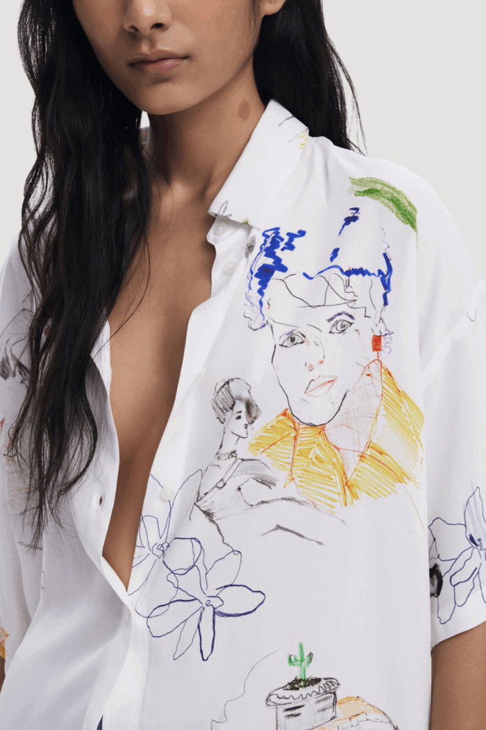 Camicia manica corta Desigual cam cray Bianco
