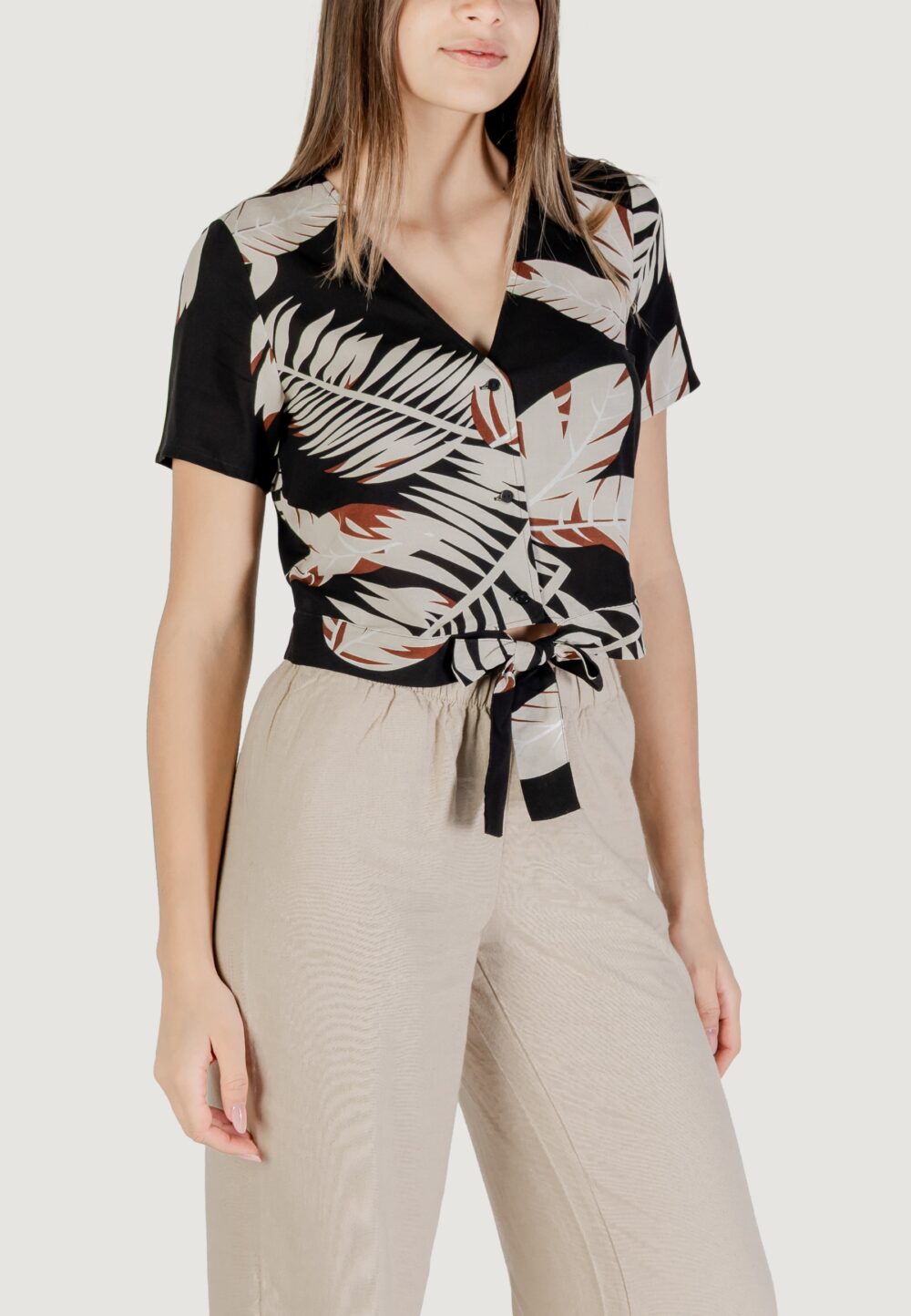T-shirt Vero Moda vmeasy joy s/s tie wvn ga Beige - Foto 1