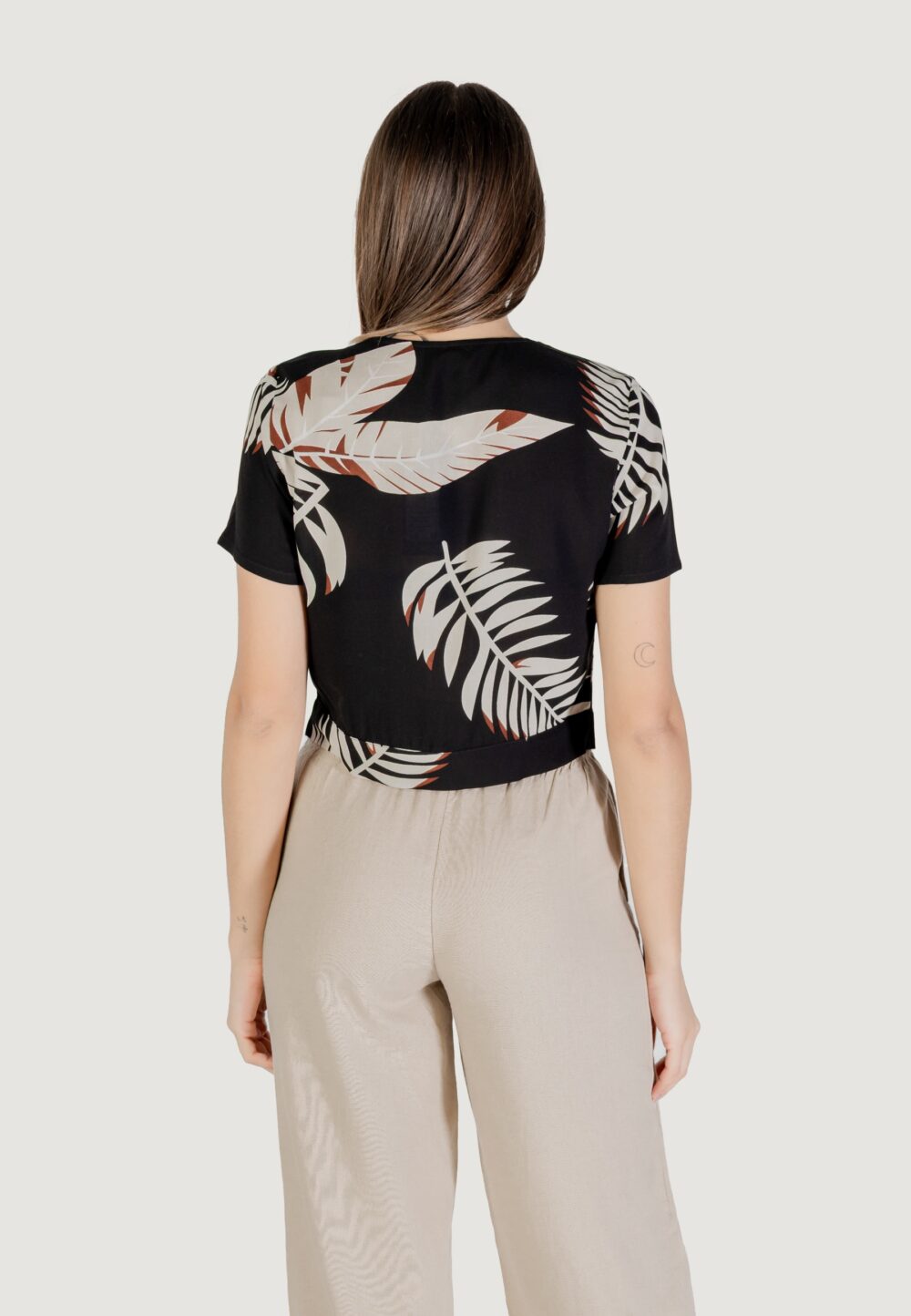 T-shirt Vero Moda vmeasy joy s/s tie wvn ga Beige - Foto 4