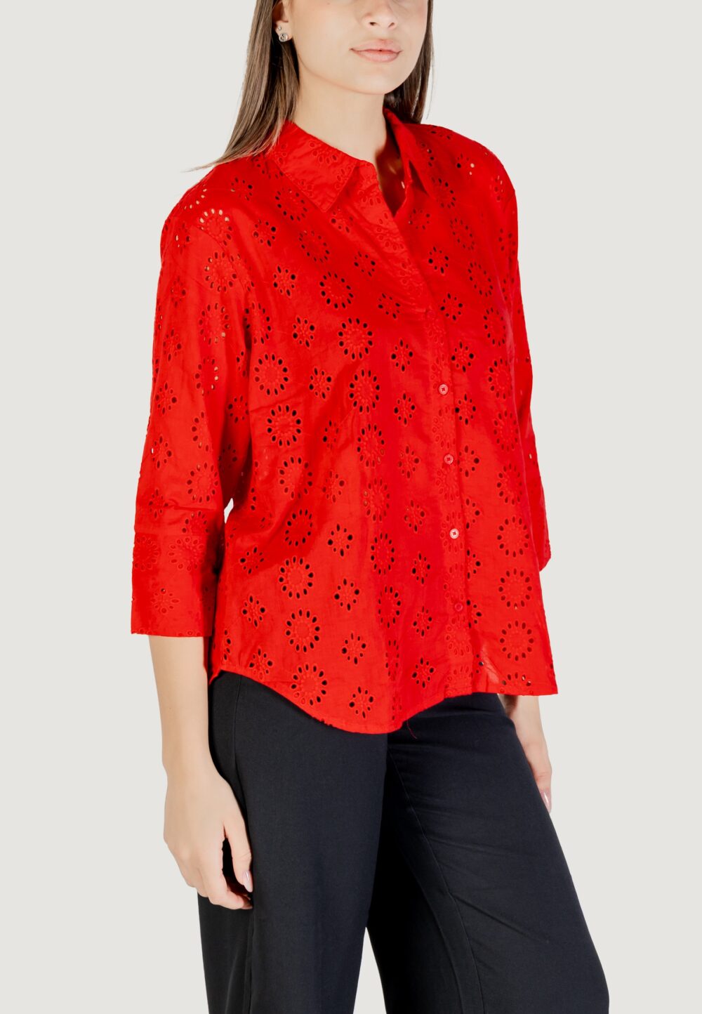 Camicia manica lunga Jacqueline de Yong jdytallie 3/4 long shirt wvn noos Rosso - Foto 3