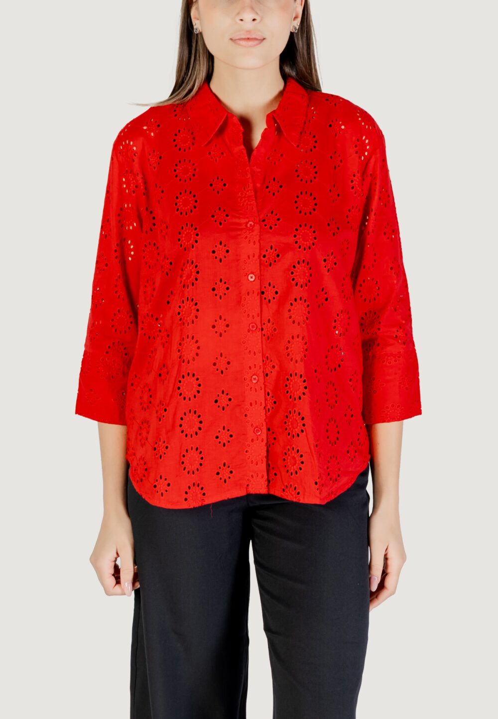 Camicia manica lunga Jacqueline de Yong jdytallie 3/4 long shirt wvn noos Rosso - Foto 5