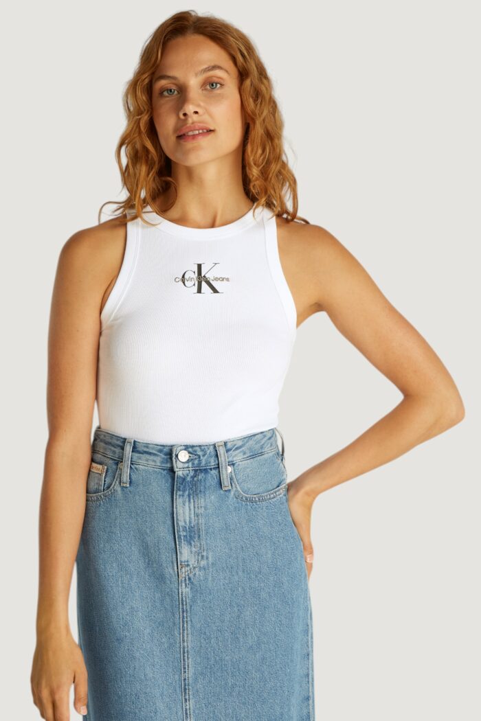 Canotta Calvin Klein Jeans monologo rib tank Bianco