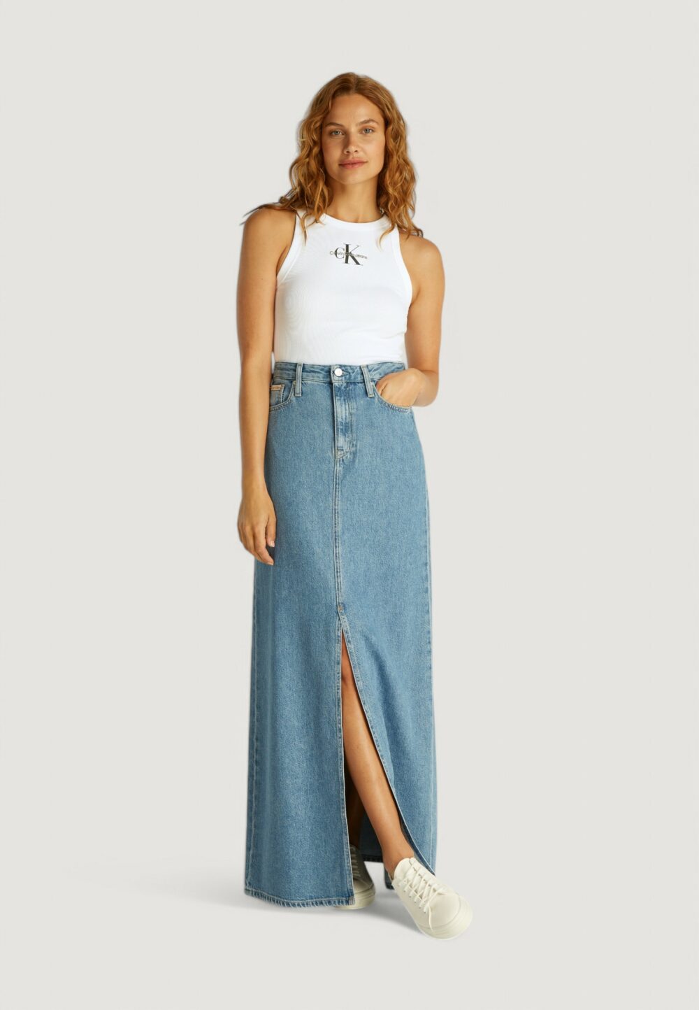 Canotta Calvin Klein Jeans monologo rib tank Bianco - Foto 5