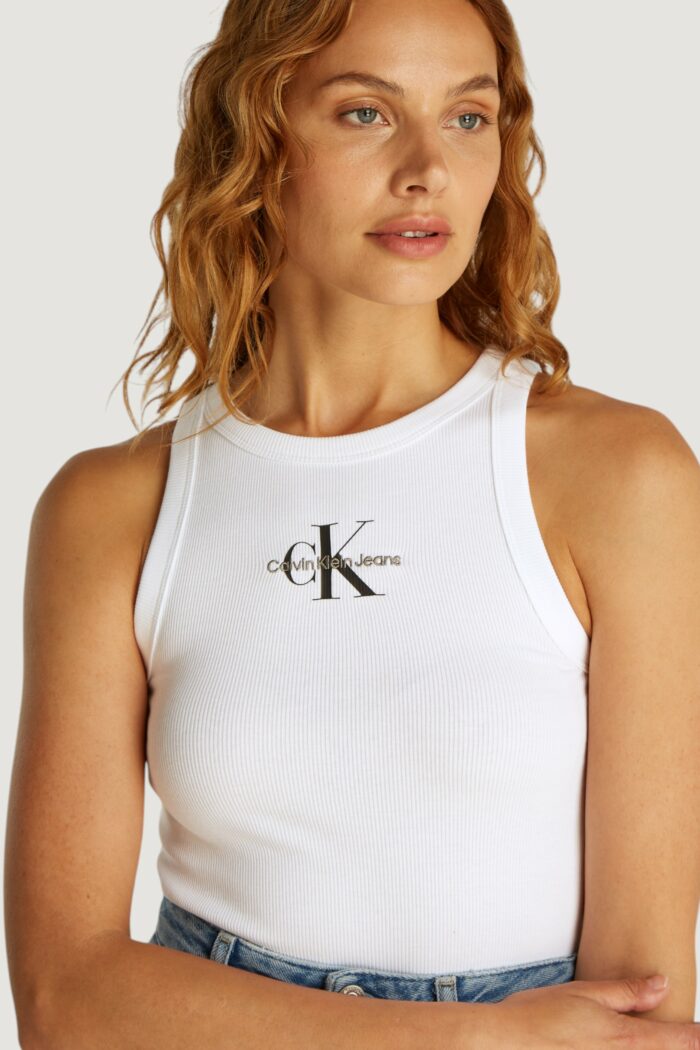 Canotta Calvin Klein Jeans monologo rib tank Bianco