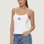Canotta Calvin Klein Jeans monologo strappy tan Bianco - Foto 1