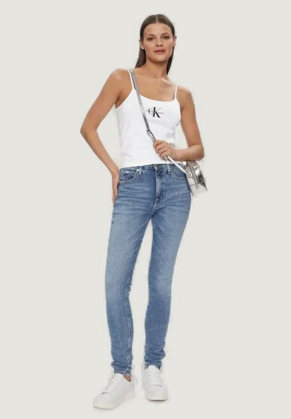 Canotta Calvin Klein Jeans monologo strappy tan Bianco - Foto 5