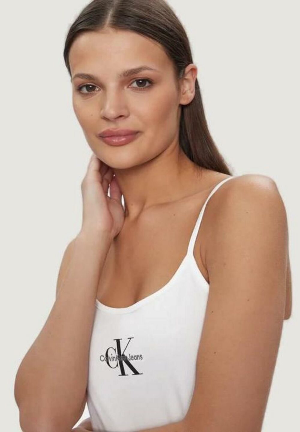 Canotta Calvin Klein Jeans monologo strappy tan Bianco - Foto 2