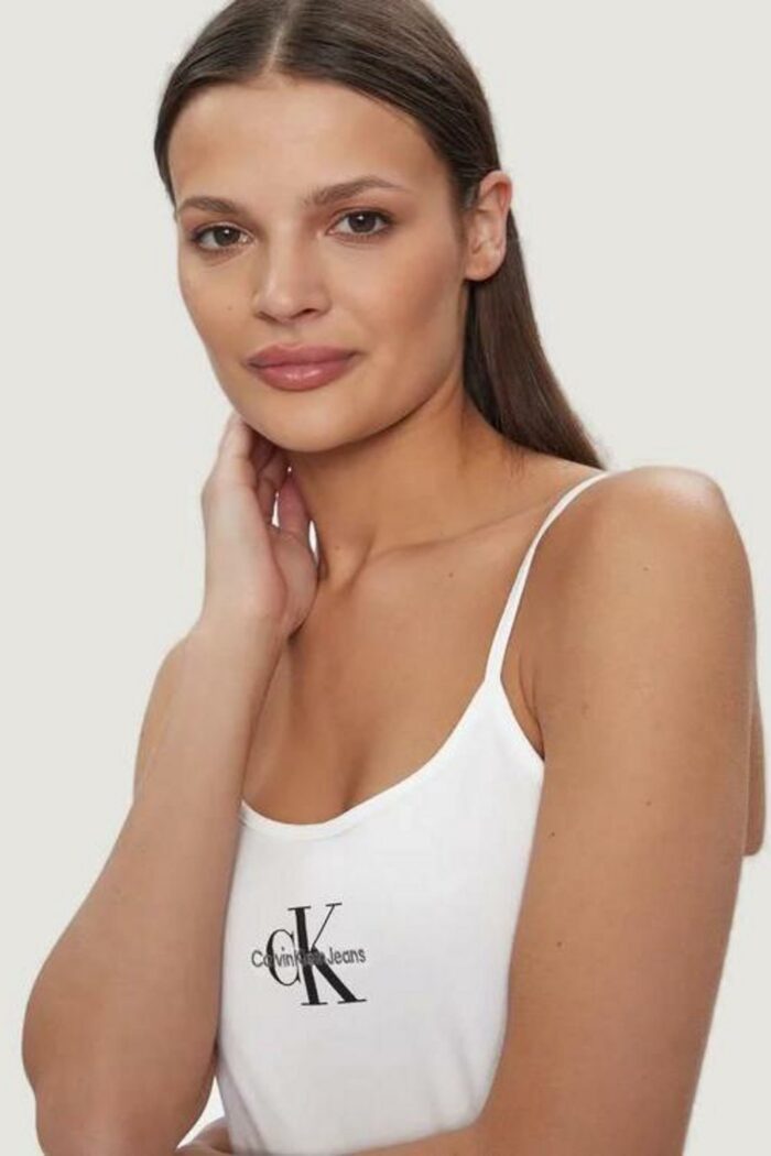 Canotta Calvin Klein Jeans monologo strappy tan Bianco