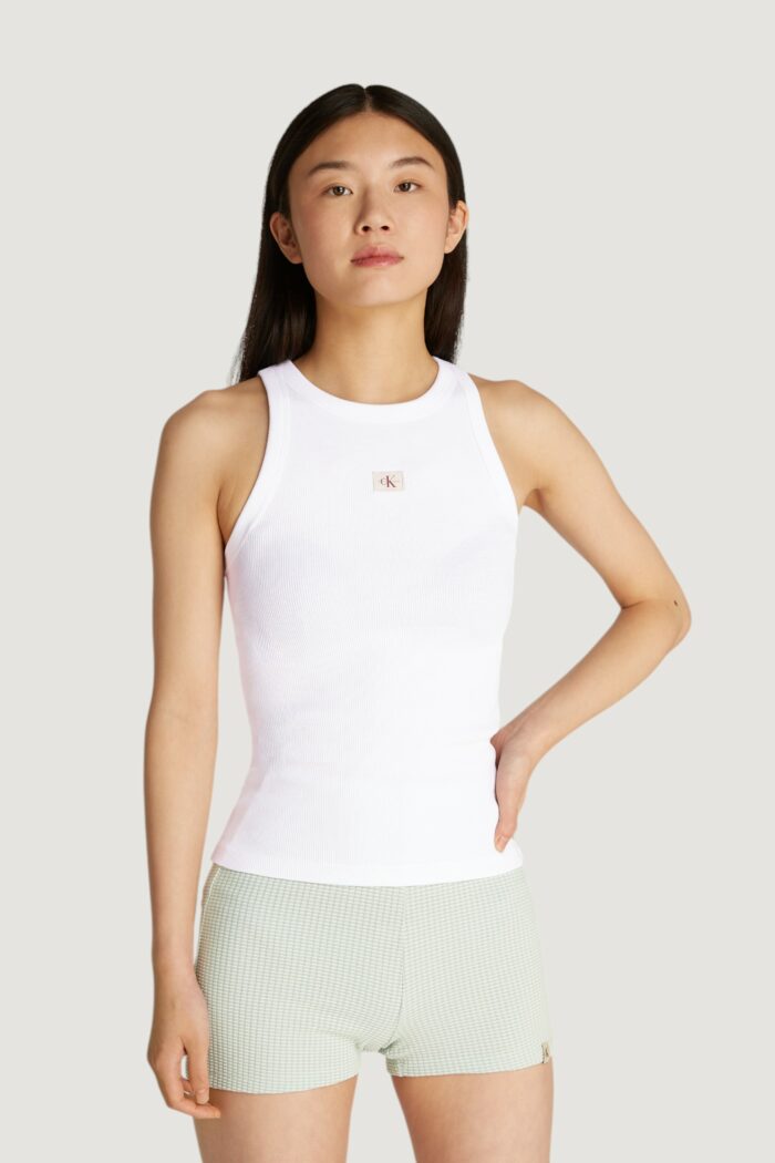 Canotta Calvin Klein Jeans woven label rib Bianco