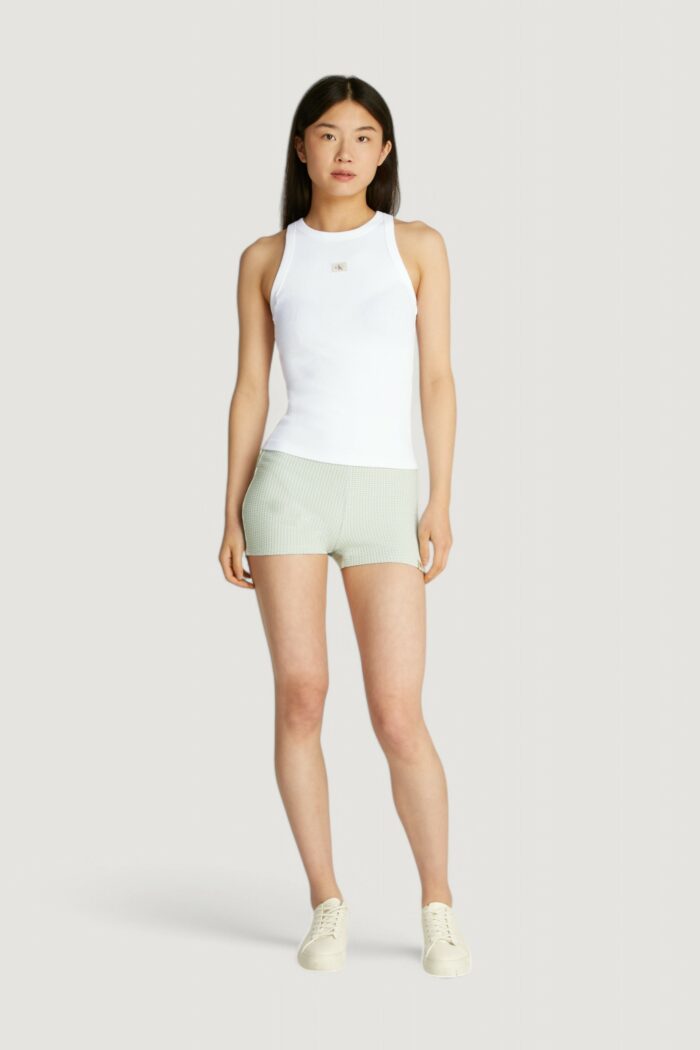 Canotta Calvin Klein Jeans woven label rib Bianco