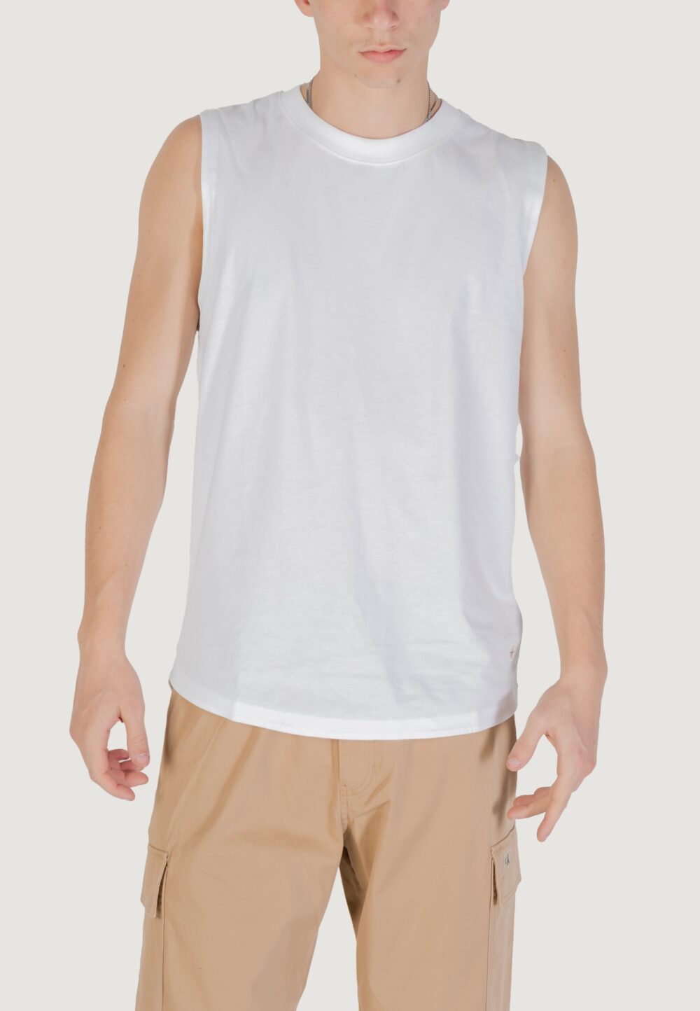 Canotta Calvin Klein Jeans woven label tank Bianco - Foto 1